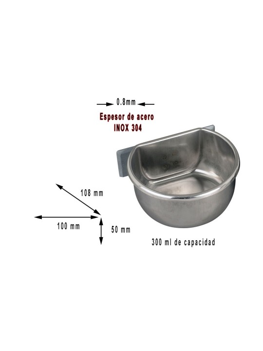 Comederos inox 300 ml datos tecnicos